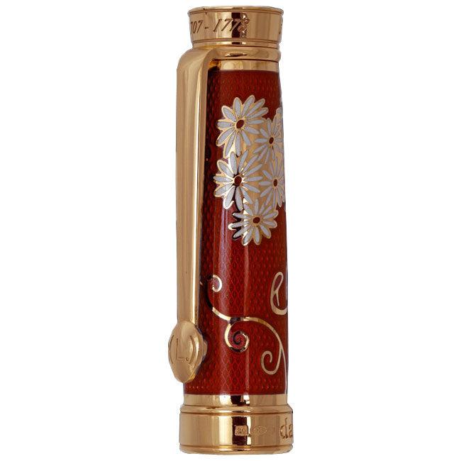 David Oscarson Carl Linnaeus Fountain Pen - Ruby Red with Multi-Colored Hard Enamel and Gold Vermeil - Pen Boutique Ltd