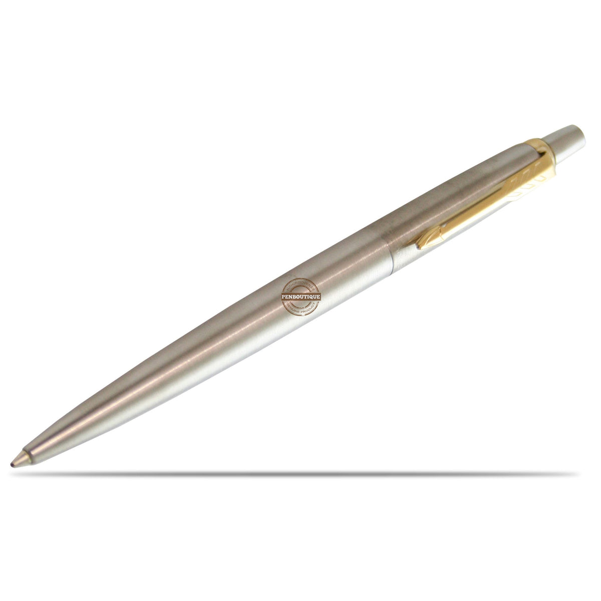 Parker Jotter Ballpoint Pen - Stainless Steel - Gold Trim - Pen Boutique Ltd