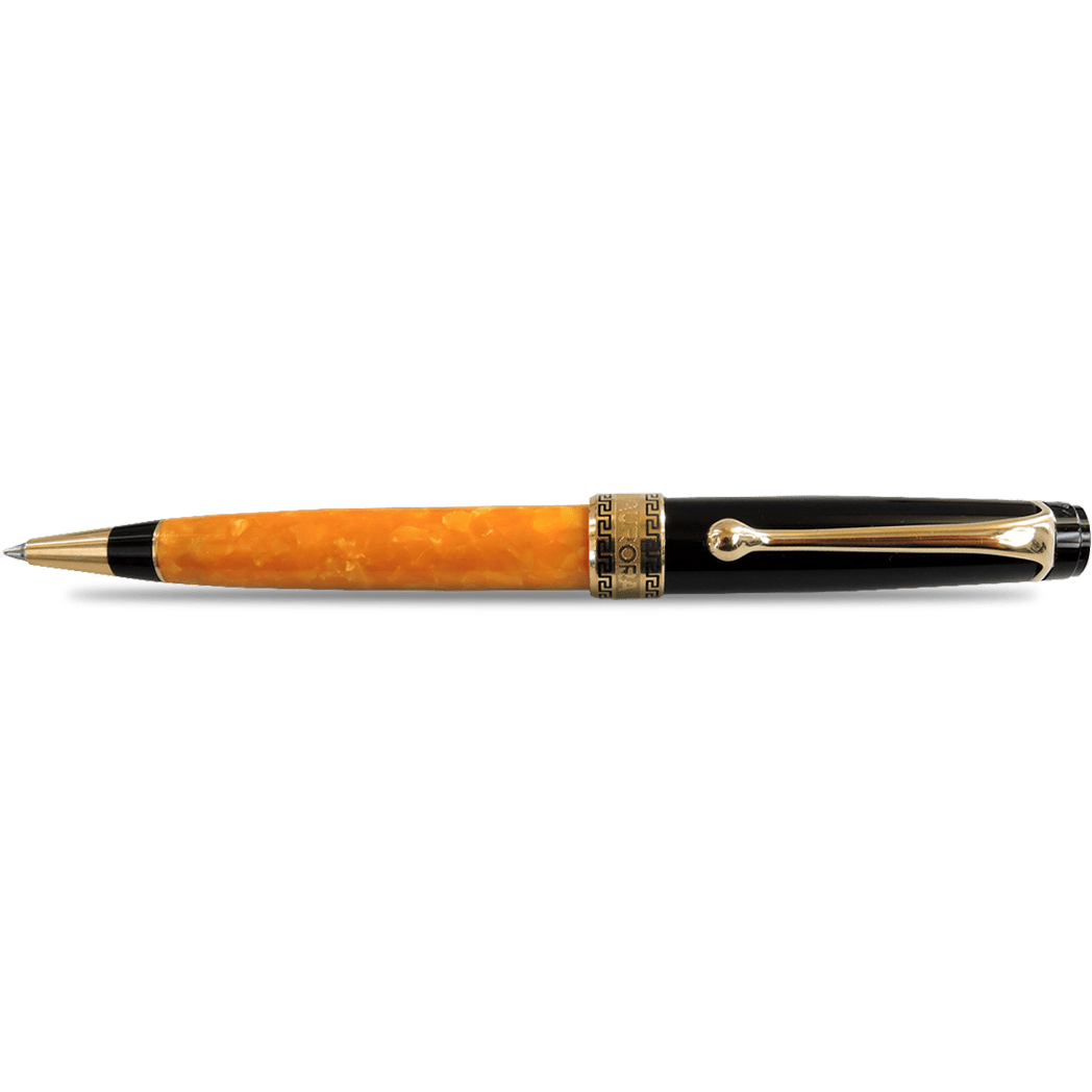 Aurora Optima O' Sole Mio Ballpoint Pen - Marbled Orange - Black Trim - Pen Boutique Ltd