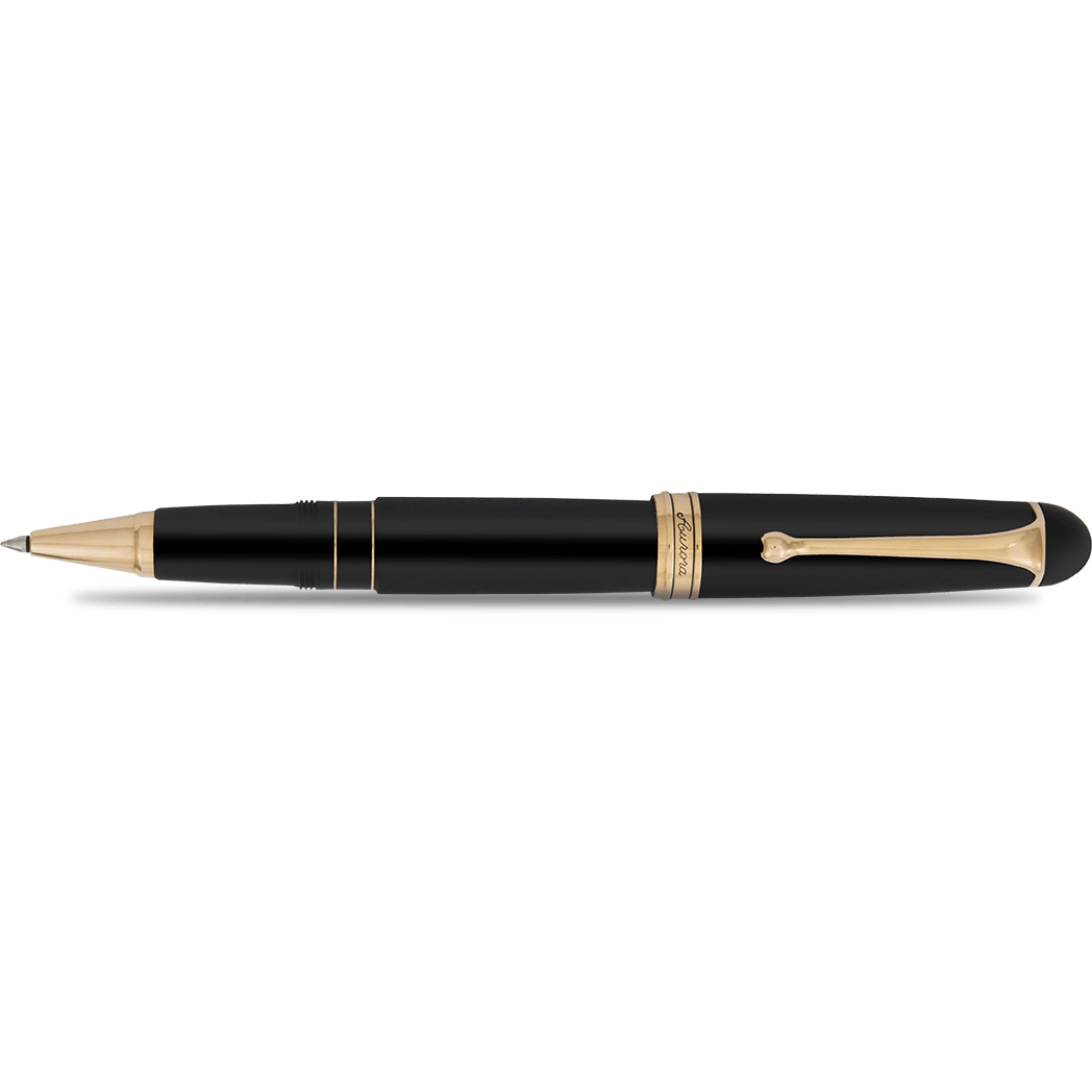 Aurora 88 Rollerball Pen - Black Satin - Rose Gold Trim - Pen Boutique Ltd