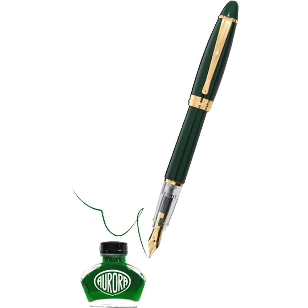 Aurora Ipsilon Demo Colors Fountain Pen - Dreamer Green PLUS matching Green color ink bottle - Pen Boutique Ltd
