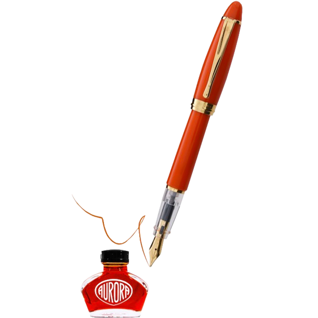 Aurora Ipsilon Demo Colors Fountain Pen - Enthusiastic Orange PLUS matching Orange color ink bottle - Pen Boutique Ltd