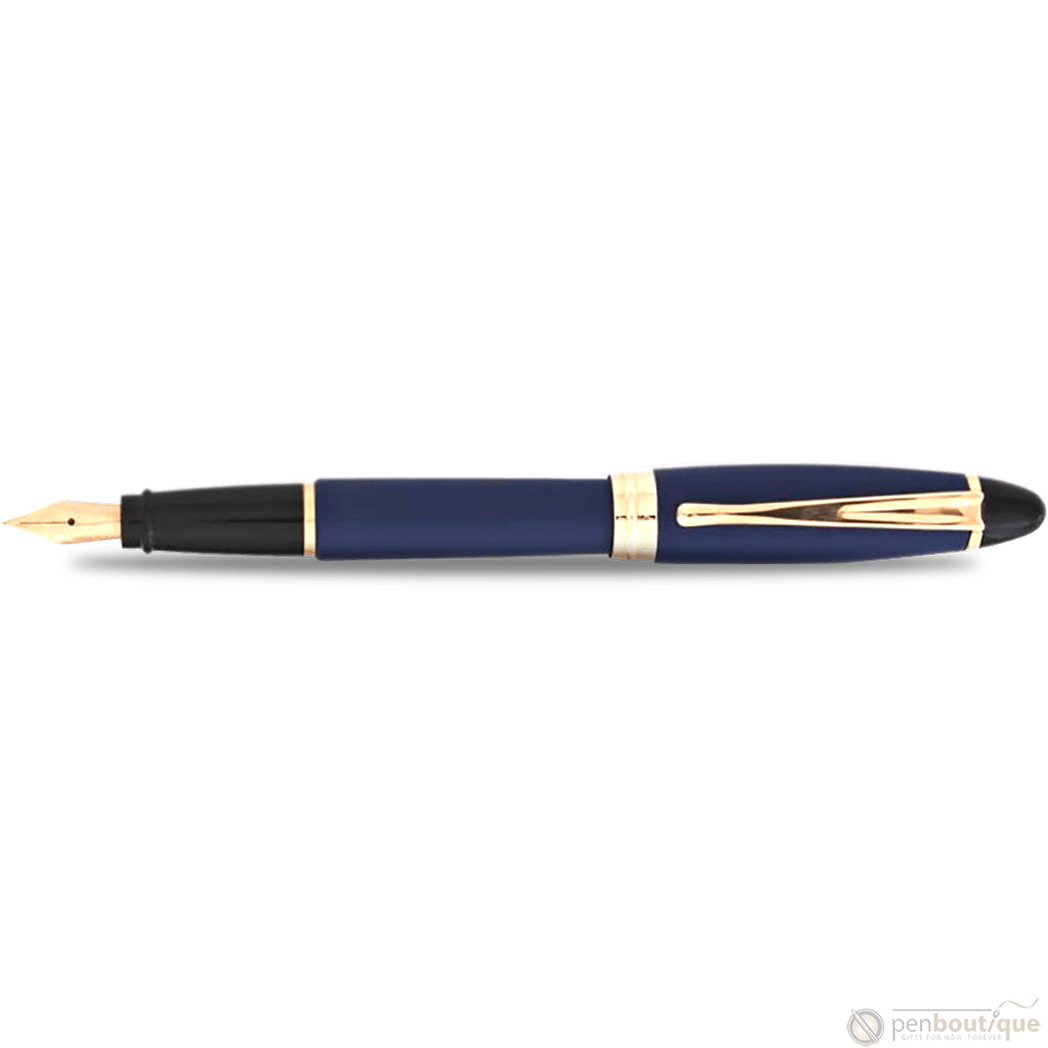 Aurora Ipsilon Fountain Pen - Satin Blue - Rose Gold Trim - Pen Boutique Ltd