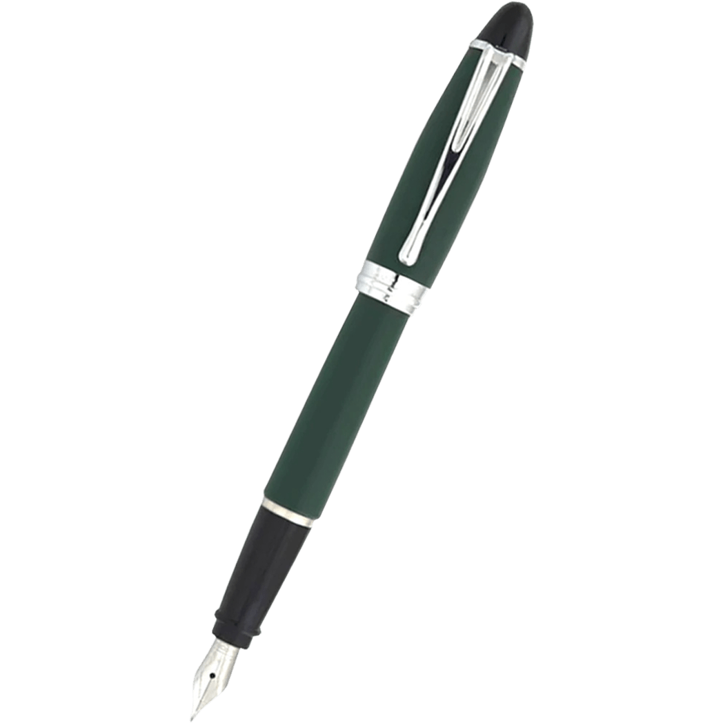 Aurora Ipsilon Fountain Pen - Satin Green - Chrome Trim - Pen Boutique Ltd