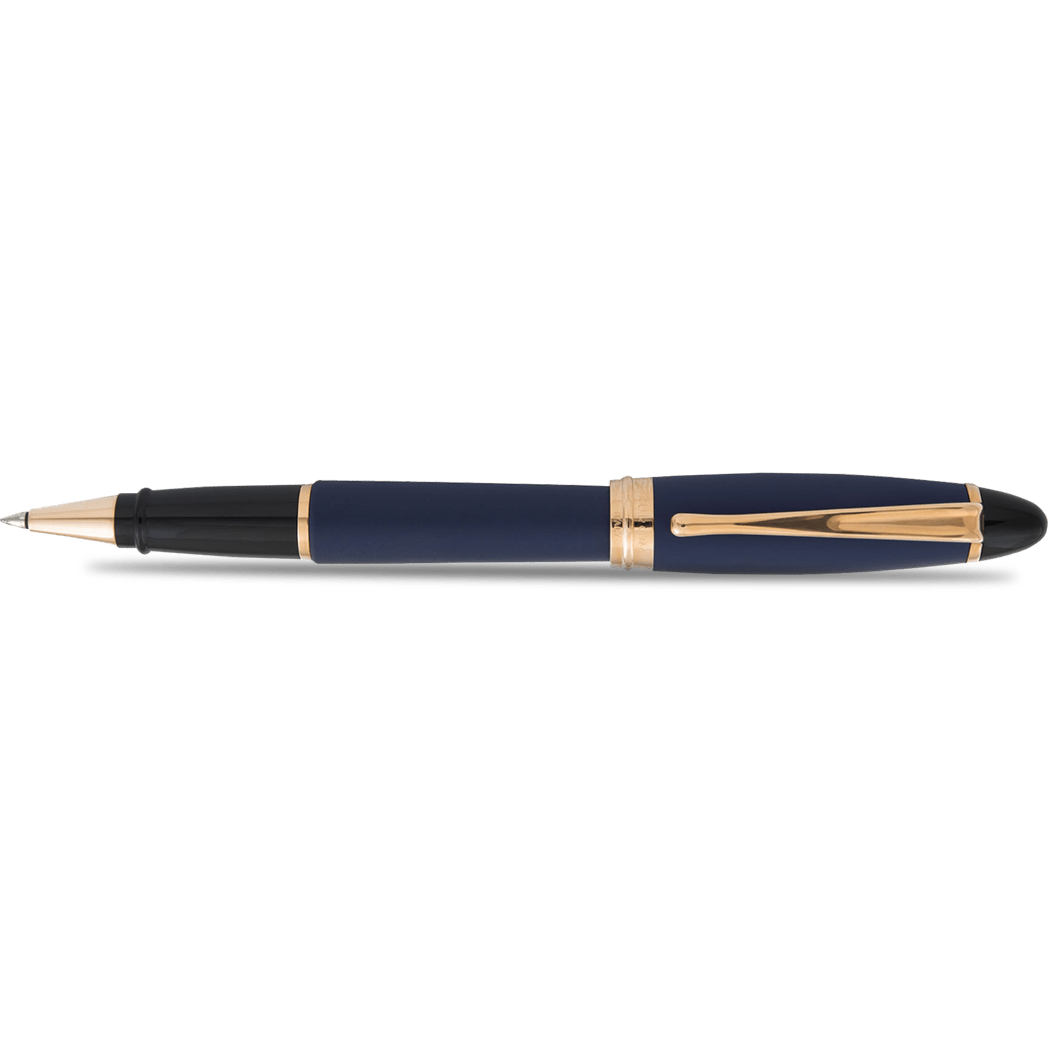Aurora Ipsilon Rollerball Pen - Satin Blue - Rose Gold Trim - Pen Boutique Ltd