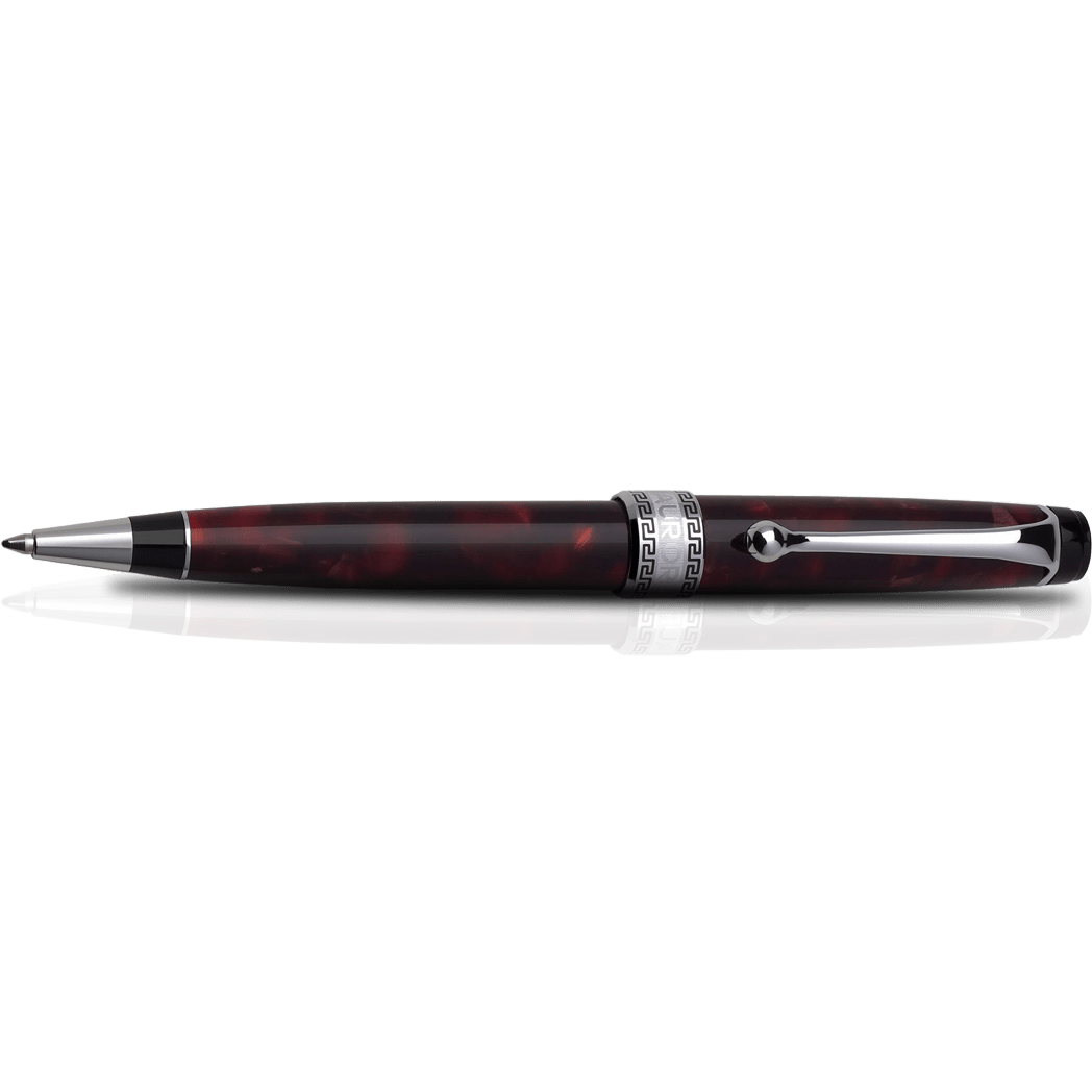 Aurora Optima Auroloide Ballpoint Pen - Burgundy - Silver Trim - Pen Boutique Ltd