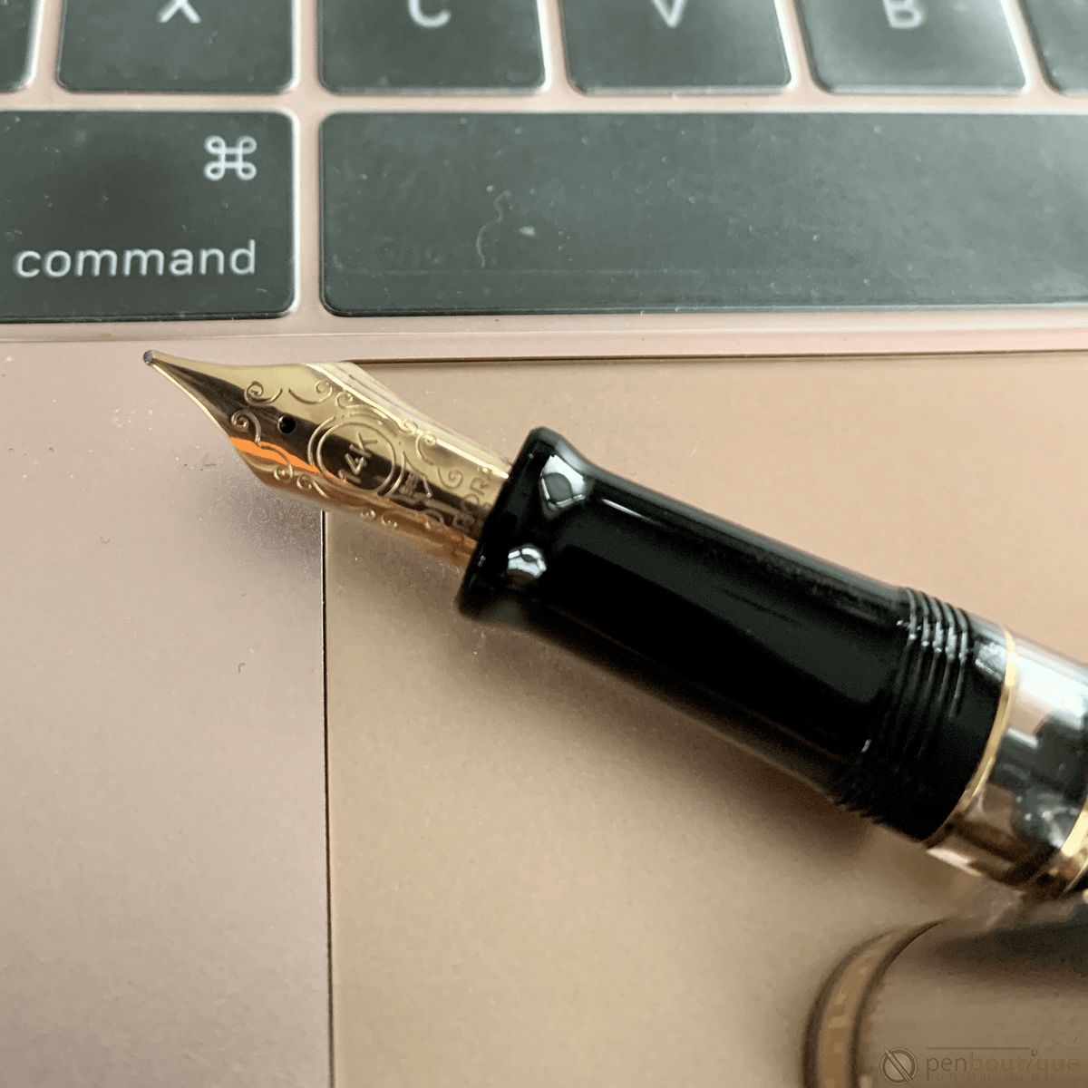 Aurora Optima Fountain Pen - Black - Sterling Silver Cap - Pen Boutique Ltd