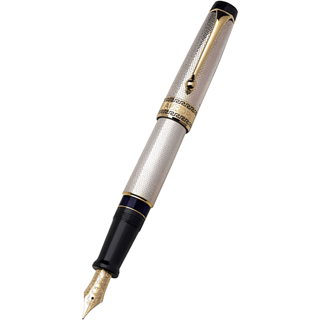Aurora Optima Fountain Pen - Solid Silver - Pen Boutique Ltd