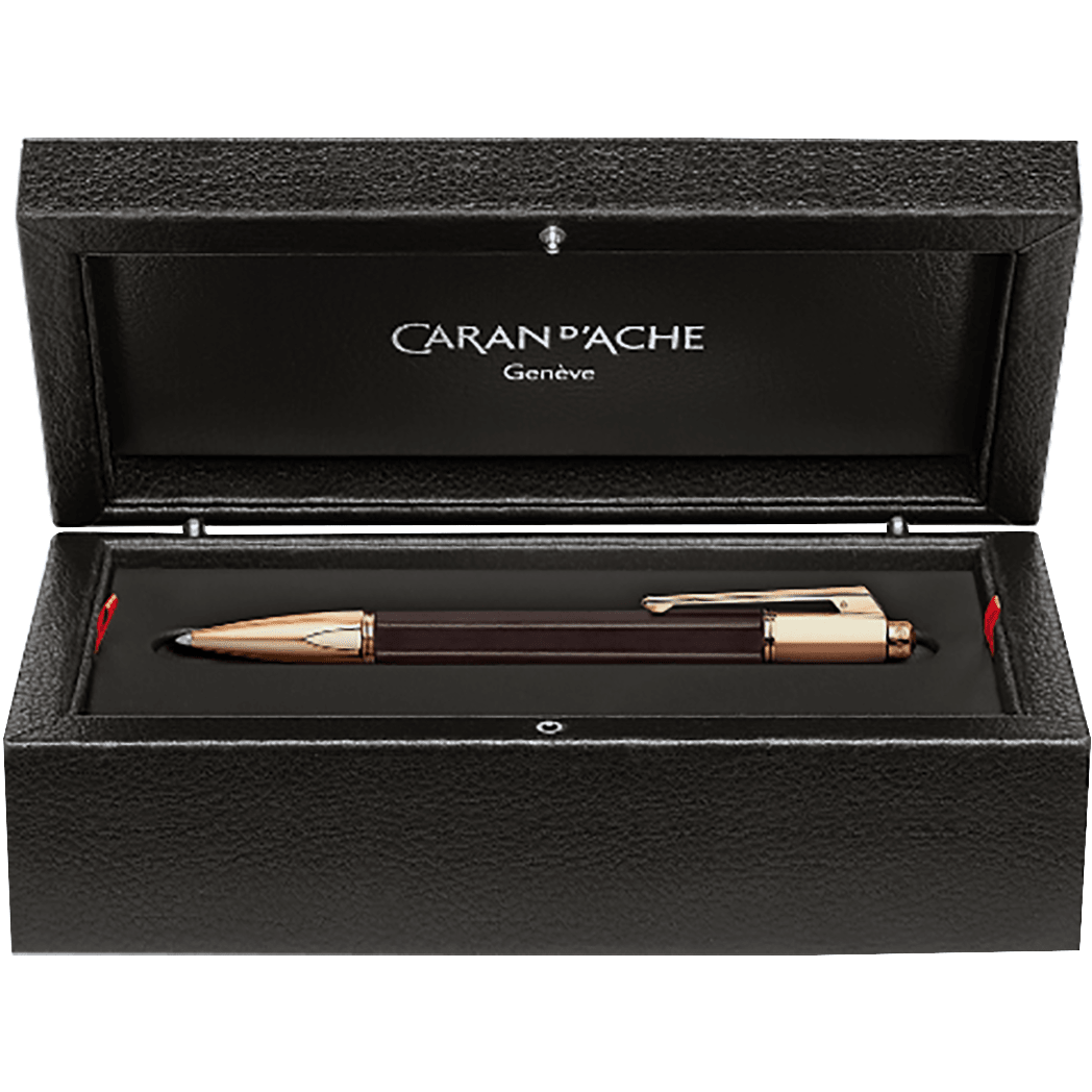 Caran d'Ache Varius Ballpoint Pen - Ebony - Rose Gold Trim - Pen Boutique Ltd