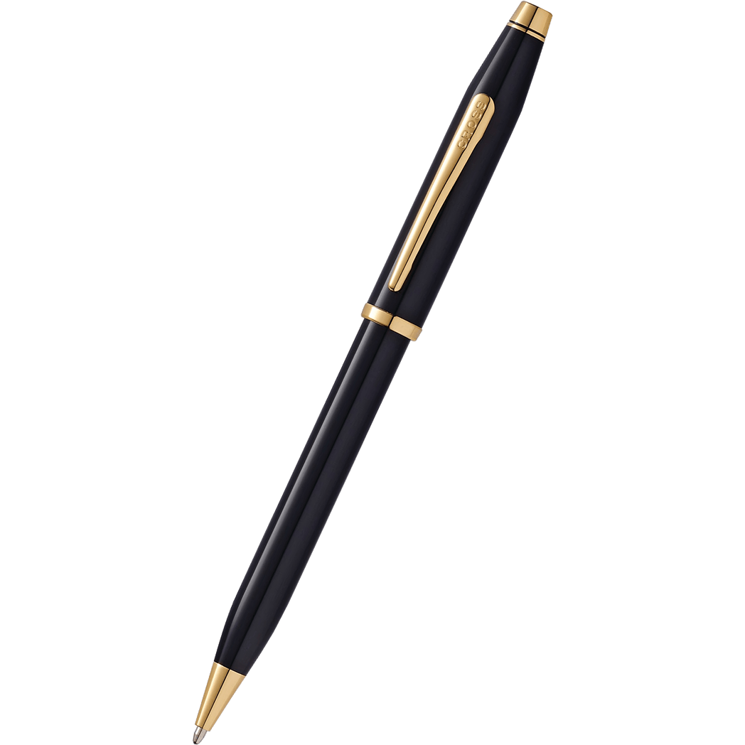 Cross Century II Ballpoint Pen - Black - Gold Trim - Pen Boutique Ltd