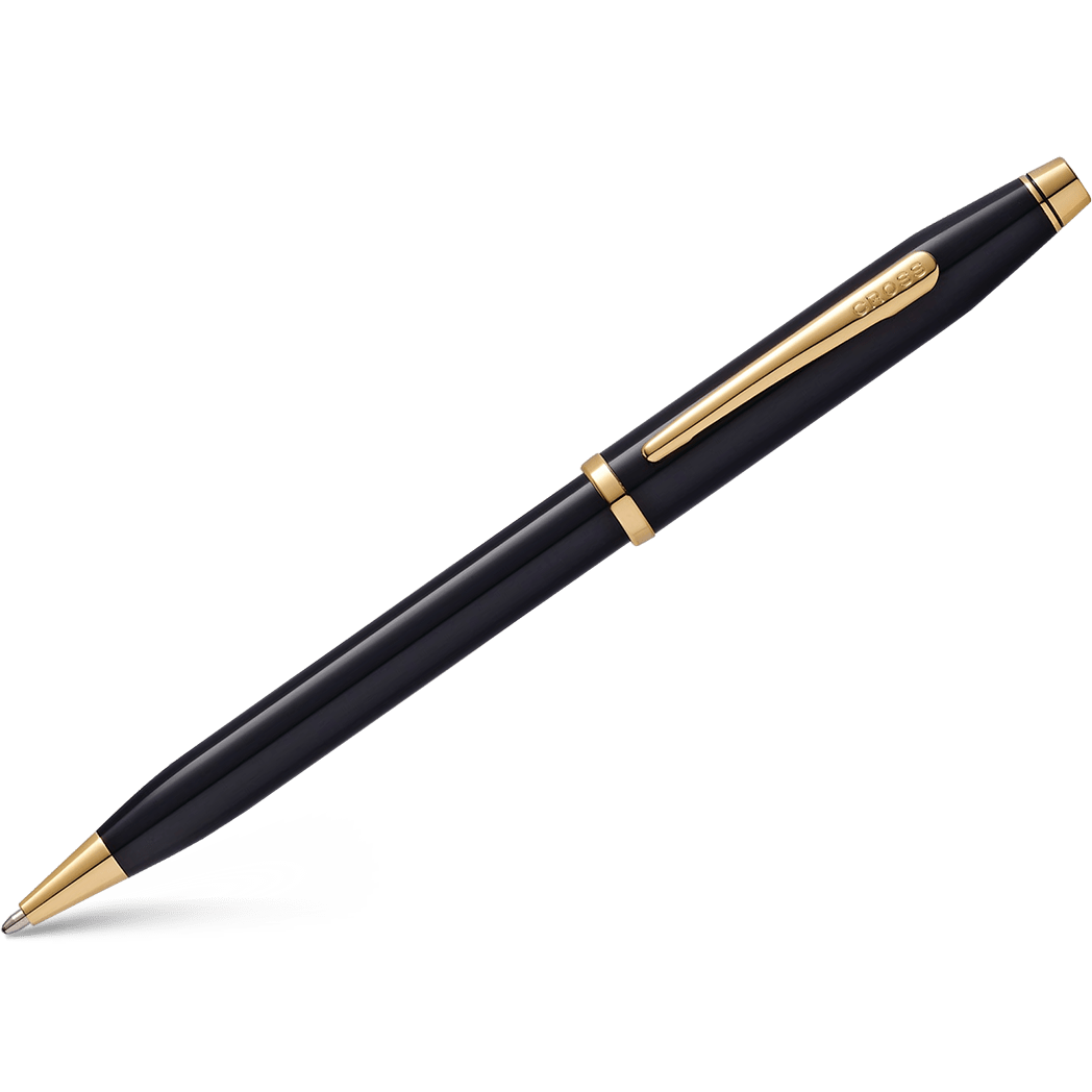 Cross Century II Ballpoint Pen - Black - Gold Trim - Pen Boutique Ltd