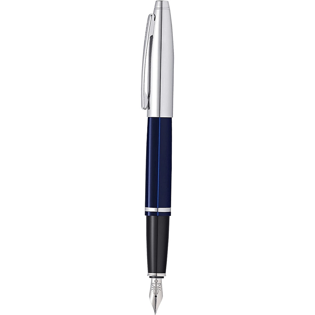 Cross Calais Fountain Pen - Chrome/Blue - Medium - Pen Boutique Ltd