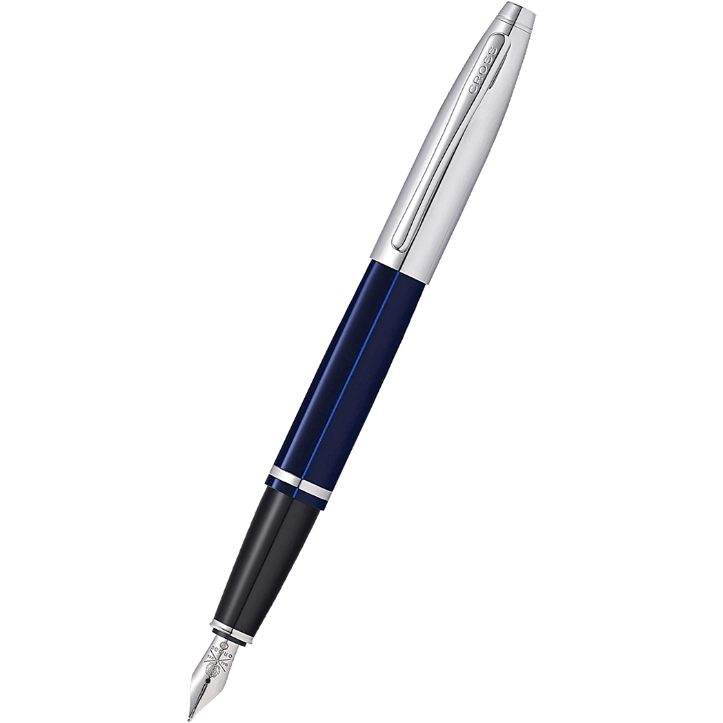 Cross Calais Fountain Pen - Chrome/Blue - Medium - Pen Boutique Ltd