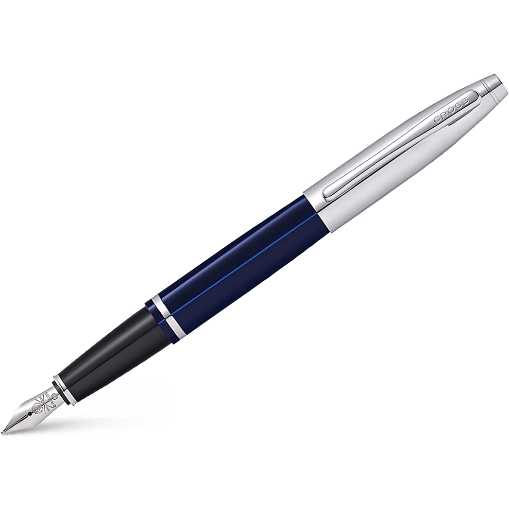 Cross Calais Fountain Pen - Chrome/Blue - Medium - Pen Boutique Ltd