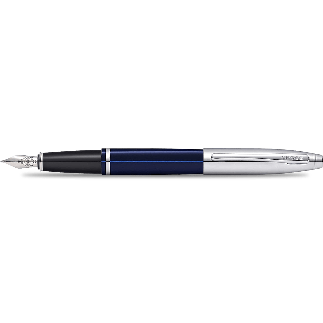 Cross Calais Fountain Pen - Chrome/Blue - Medium - Pen Boutique Ltd