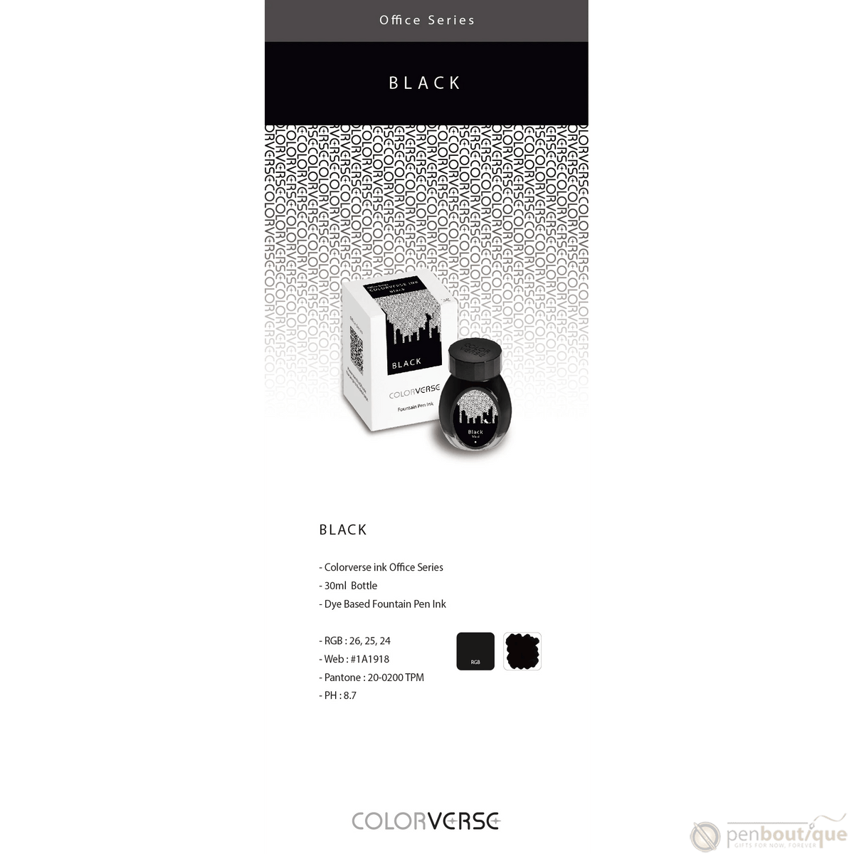 Colorverse Ink - Office Series - Black - 30ml - Pen Boutique Ltd