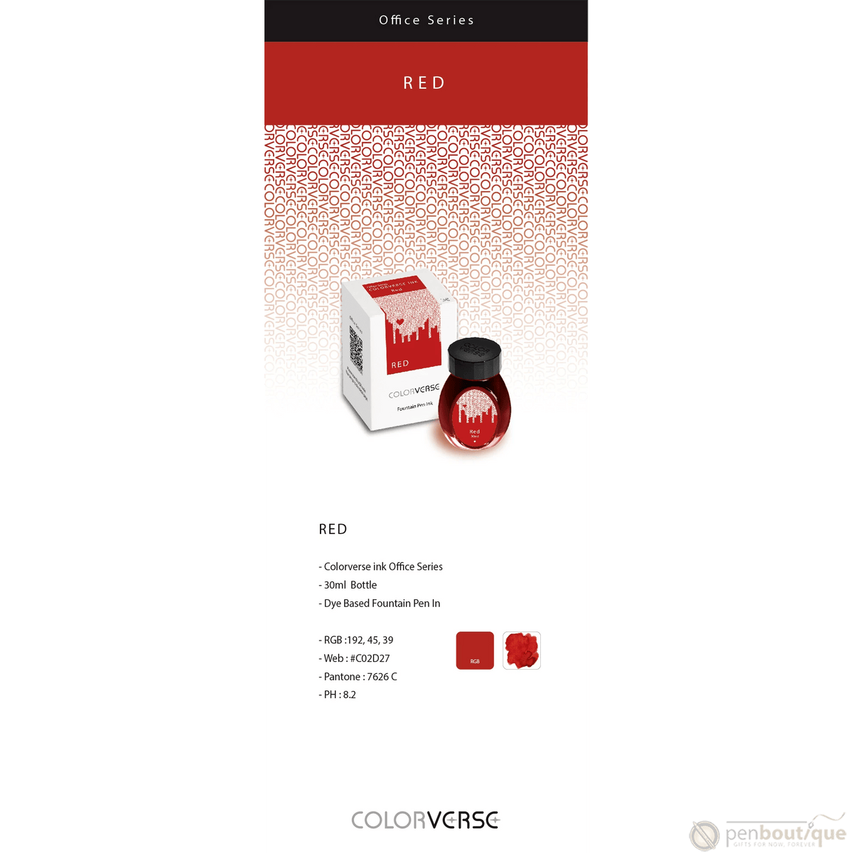 Colorverse Ink - Office Series - Red - 30ml - Pen Boutique Ltd