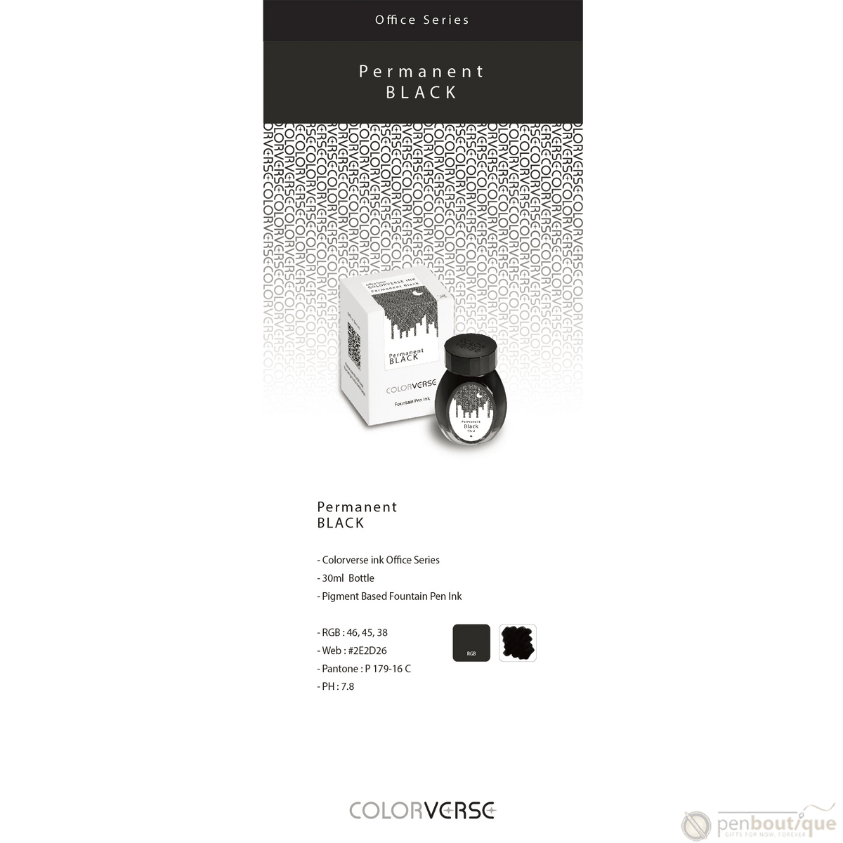 Colorverse Ink - Office Series - Permanent Black - 30ml - Pen Boutique Ltd