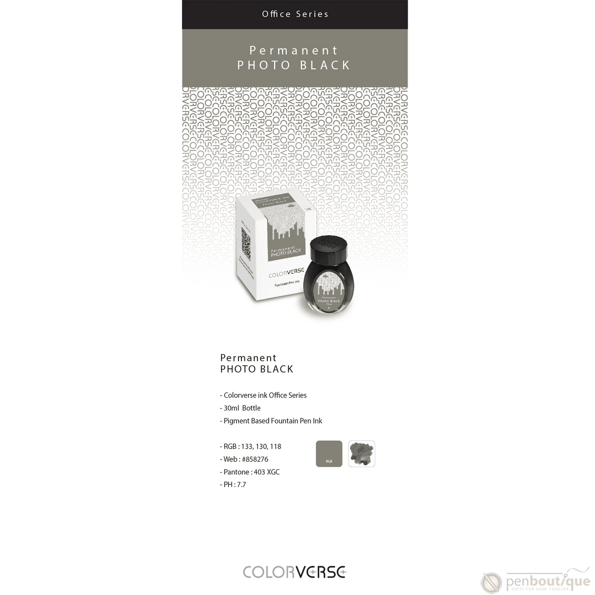 Colorverse Ink - Office Series - Permanent Photo Black - 30ml - Pen Boutique Ltd