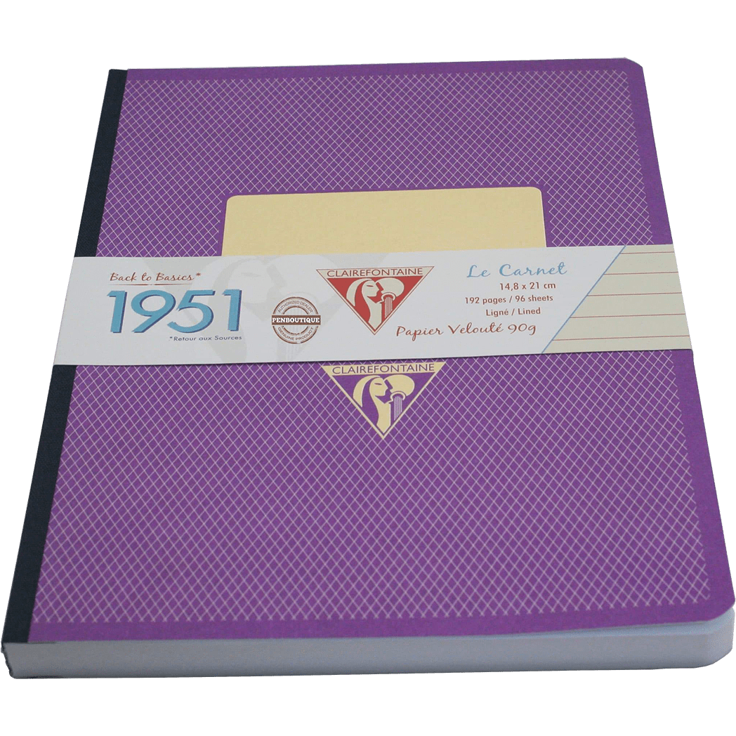 Clairefontaine 1951 Clothbound Notebook Violet 5 ¾ X 8 ¼ Lined - Pen Boutique Ltd