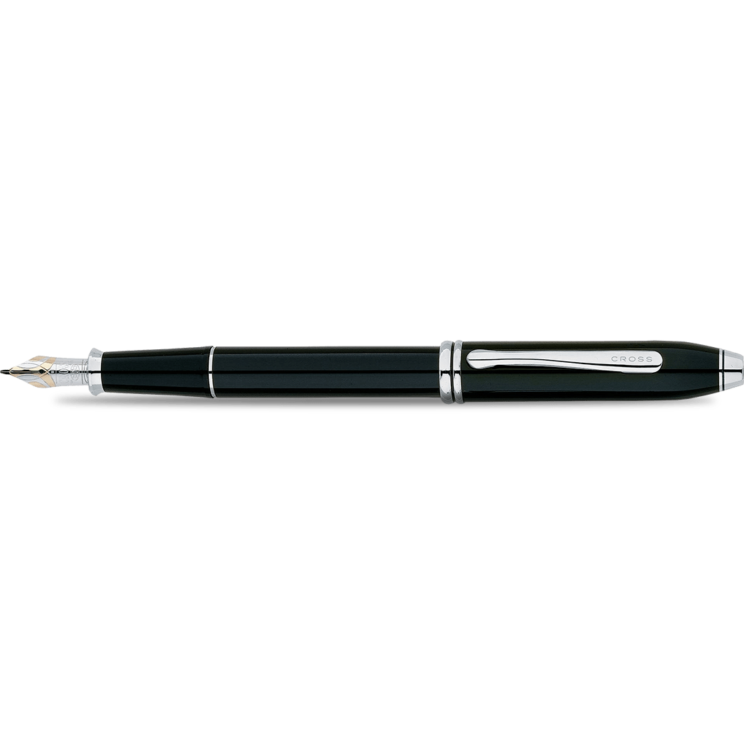 Cross Townsend Fountain Pen - Black Lacquer - Rhodium Trim - Pen Boutique Ltd