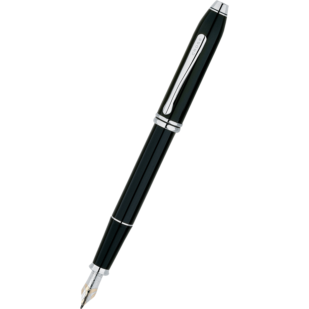 Cross Townsend Fountain Pen - Black Lacquer - Rhodium Trim - Pen Boutique Ltd