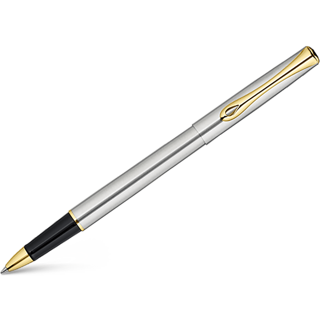 Diplomat Traveller Rollerball Pen - Stainless Steel Gold - Pen Boutique Ltd