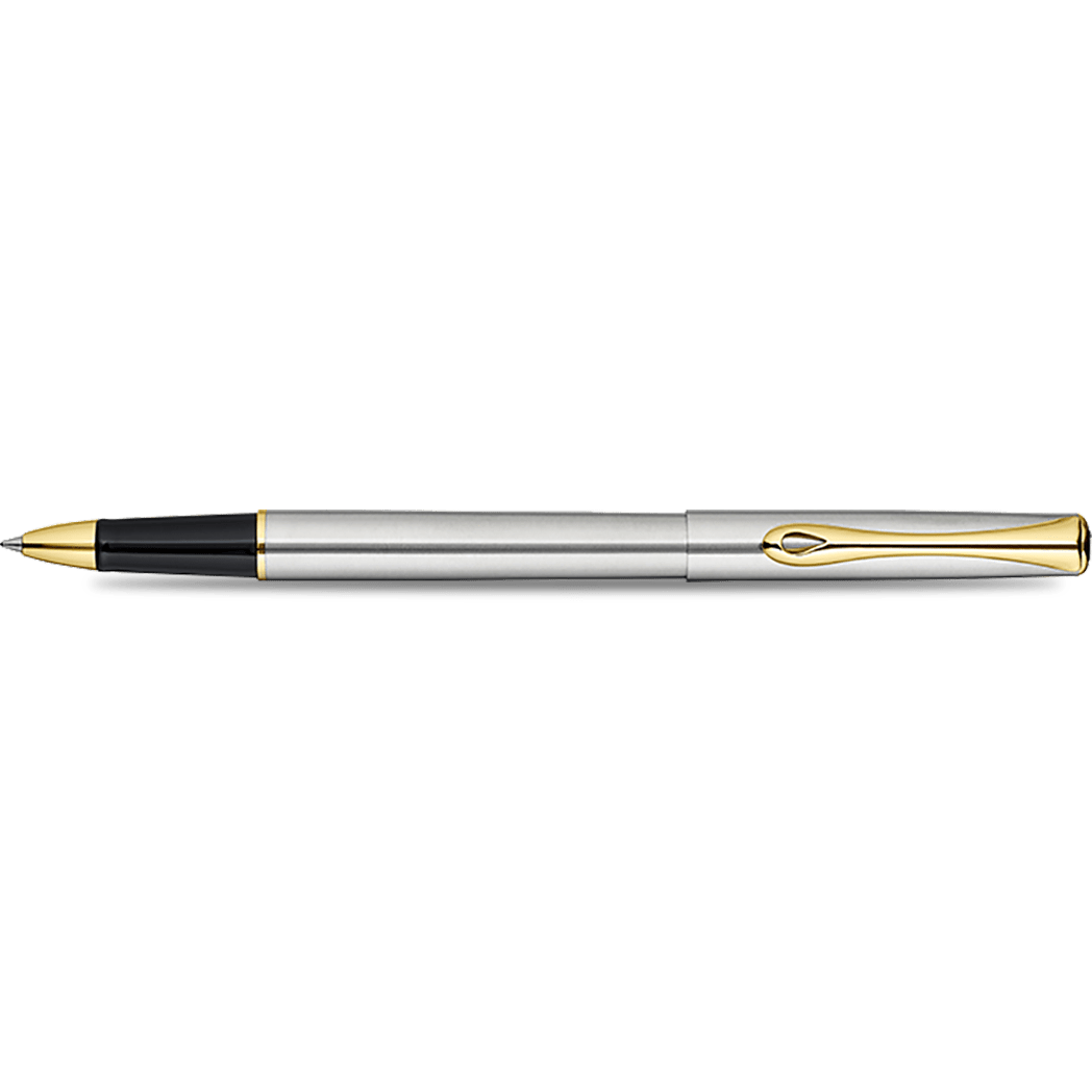 Diplomat Traveller Rollerball Pen - Stainless Steel Gold - Pen Boutique Ltd
