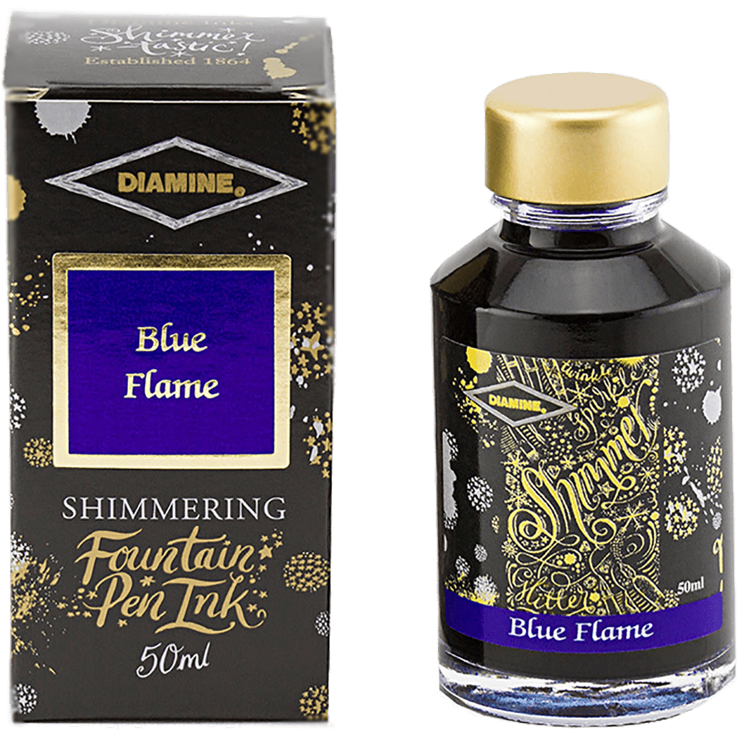 Diamine Shimmer Ink 50 ml Blue Flame - Gold shimmer - Pen Boutique Ltd