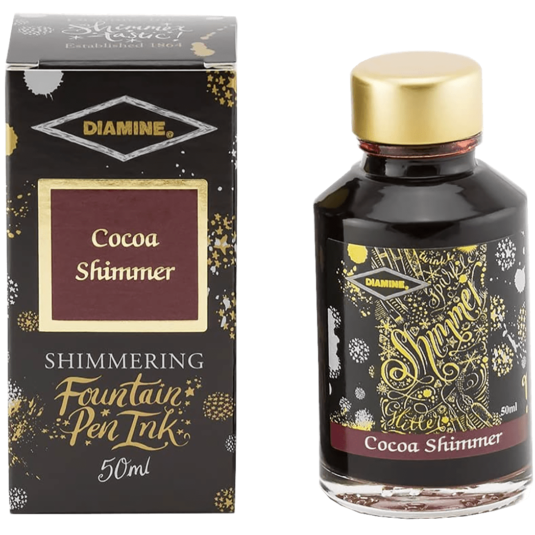 Diamine Shimmer Ink 50 ml Cocoa Shimmer - Gold shimmer - Pen Boutique Ltd
