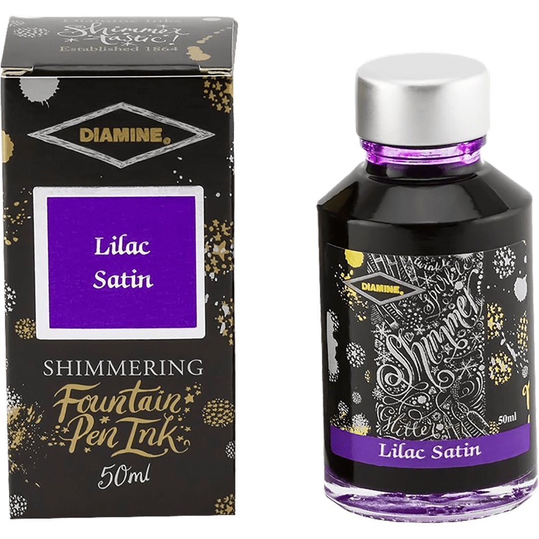 Diamine Shimmer Ink 50 ml Lilac Satin - Silver shimmer - Pen Boutique Ltd