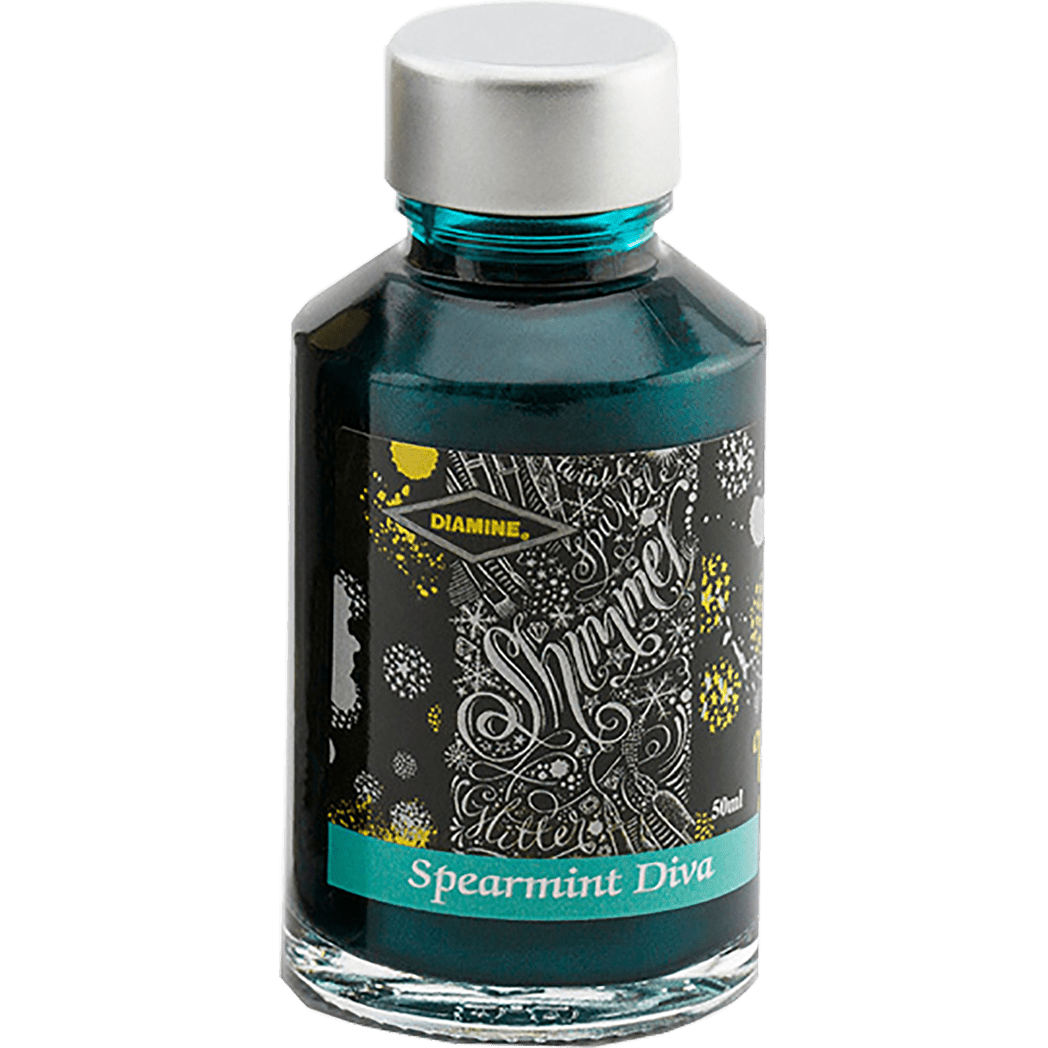 Diamine Shimmer Ink 50 ml Spearmint Diva - Silver shimmer - Pen Boutique Ltd