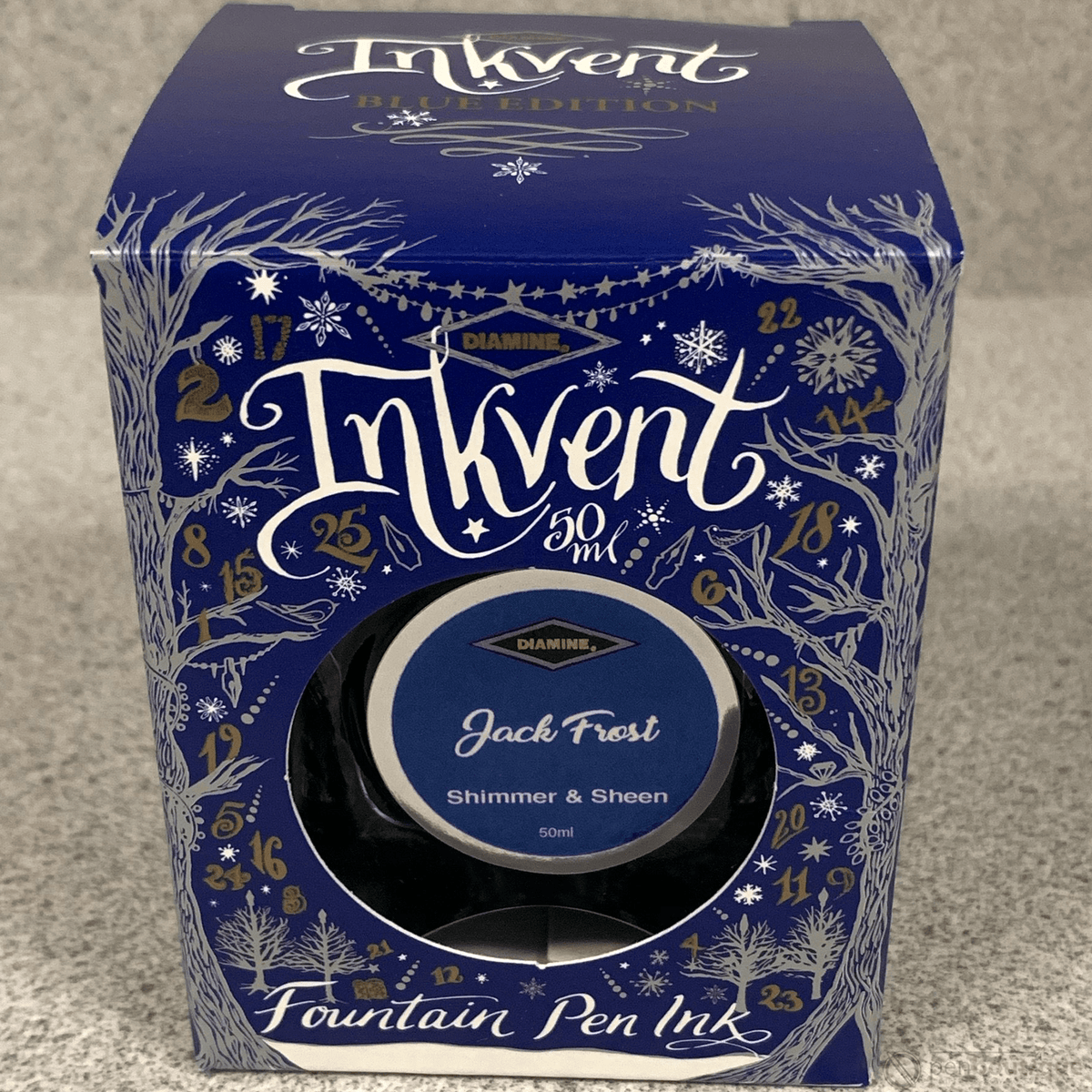Diamine Ink Bottle - 2019 Inkvent - Blue Edition - Shimmer & Sheen Ink Bottle - Jack Frost - 50ml - Pen Boutique Ltd