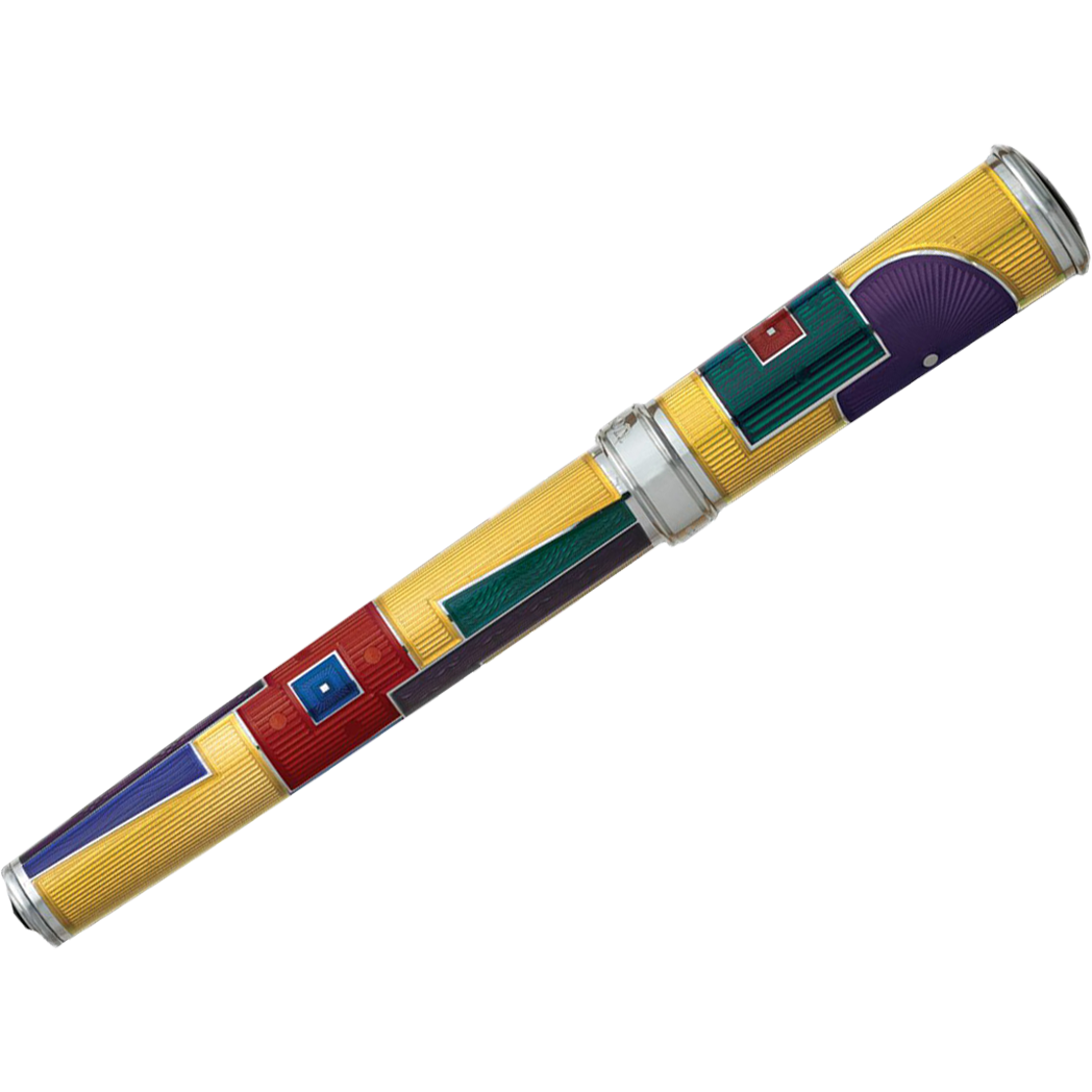 David Oscarson 15th Anniversary/American Art Deco Rollerball Pen - Translucent Amber with Multi-colored Enamel - Pen Boutique Ltd