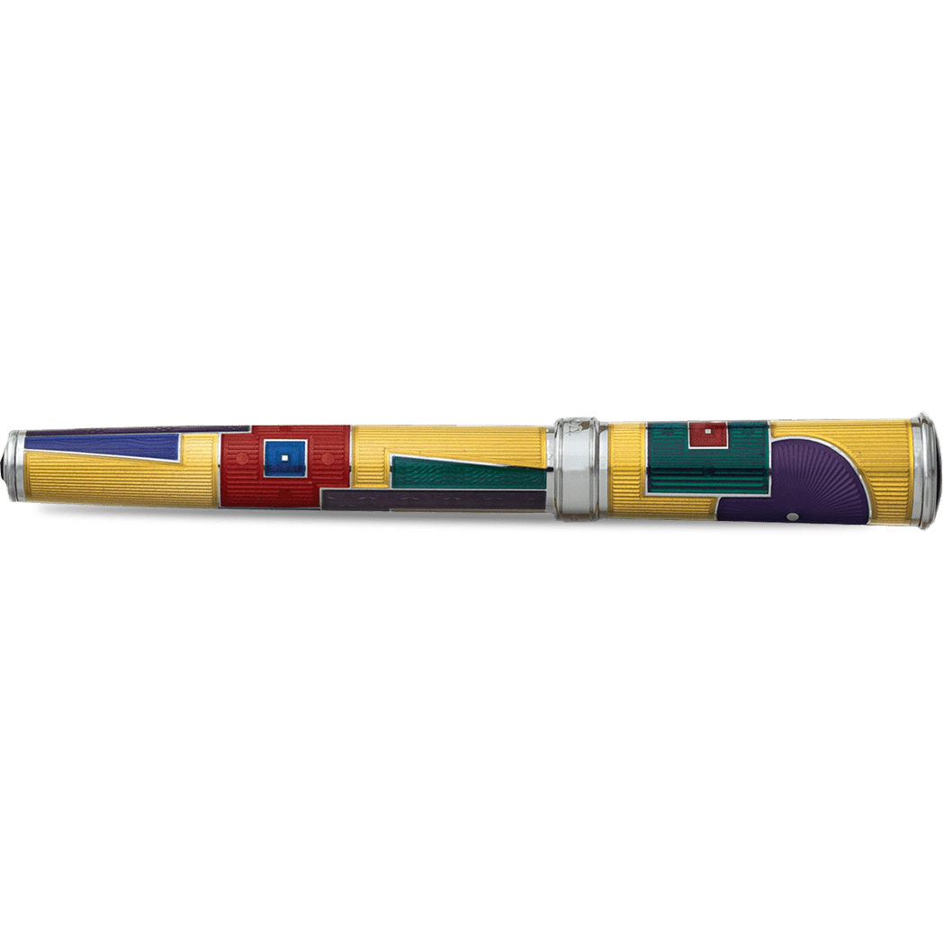 David Oscarson 15th Anniversary/American Art Deco Rollerball Pen - Translucent Amber with Multi-colored Enamel - Pen Boutique Ltd