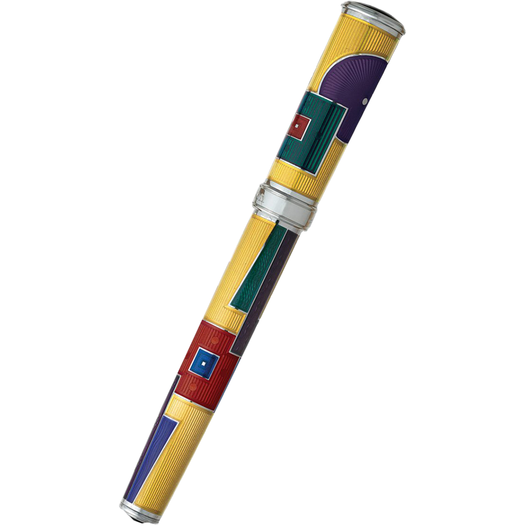 David Oscarson 15th Anniversary/American Art Deco Rollerball Pen - Translucent Amber with Multi-colored Enamel - Pen Boutique Ltd
