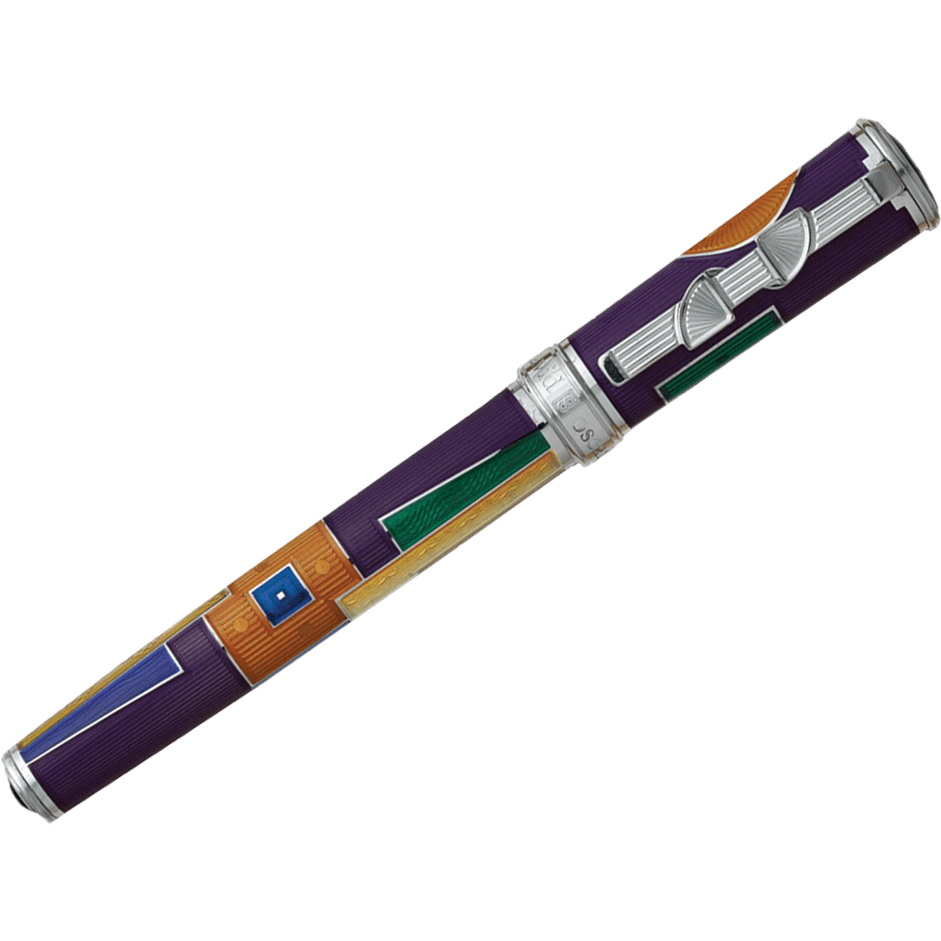 David Oscarson 15th Anniversary/American Art Deco Rollerball Pen - Translucent Violet with Multi-colored Enamel - Pen Boutique Ltd