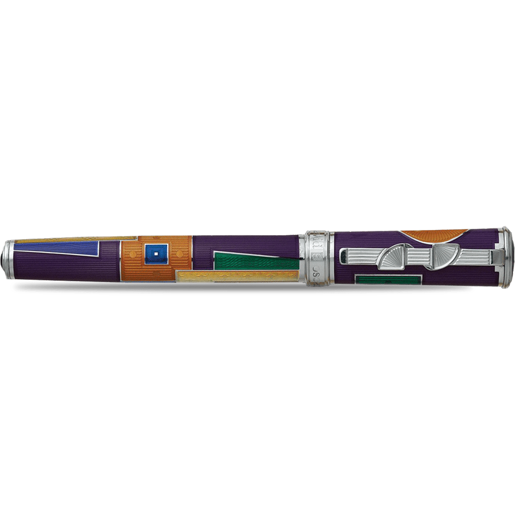 David Oscarson 15th Anniversary/American Art Deco Rollerball Pen - Translucent Violet with Multi-colored Enamel - Pen Boutique Ltd