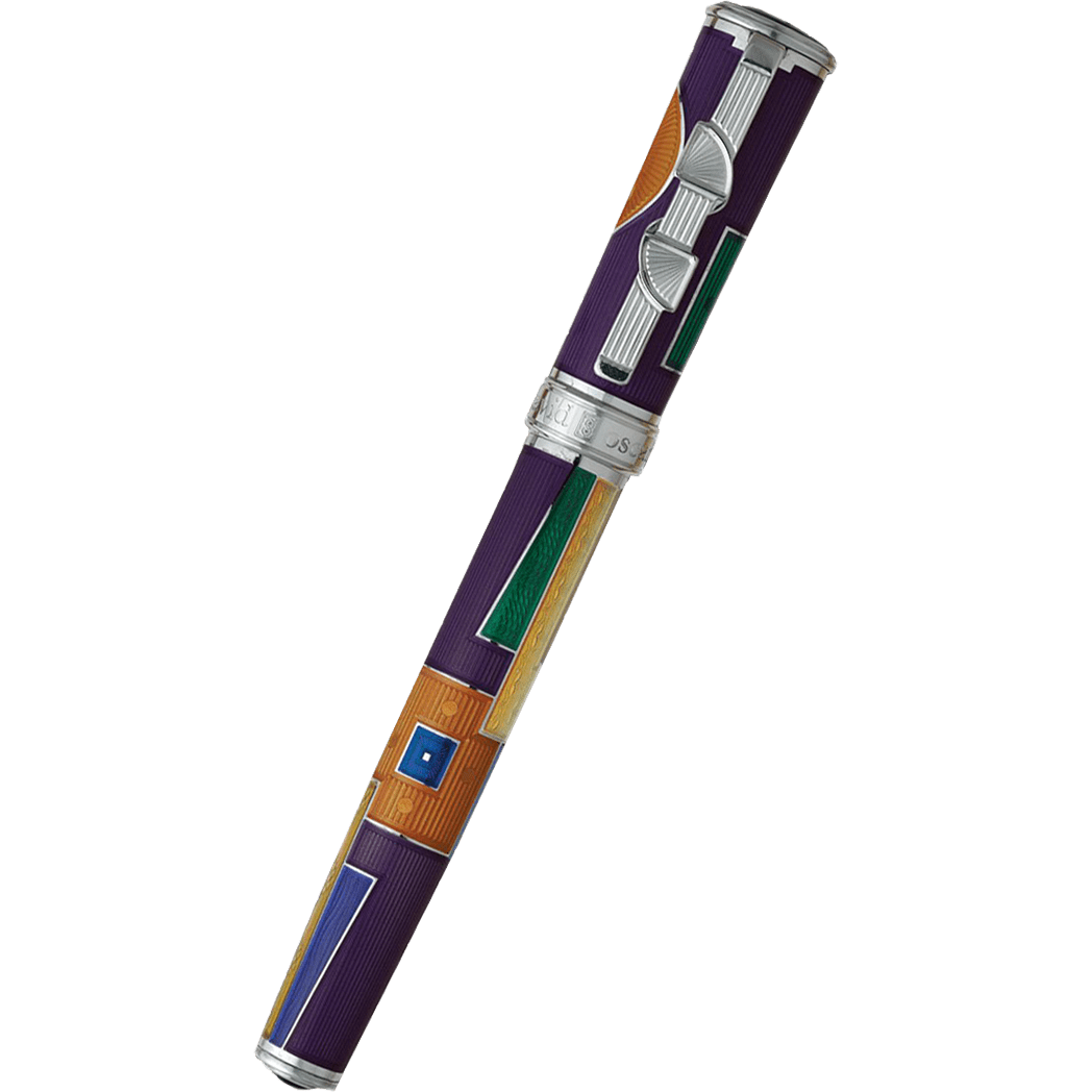 David Oscarson 15th Anniversary/American Art Deco Rollerball Pen - Translucent Violet with Multi-colored Enamel - Pen Boutique Ltd