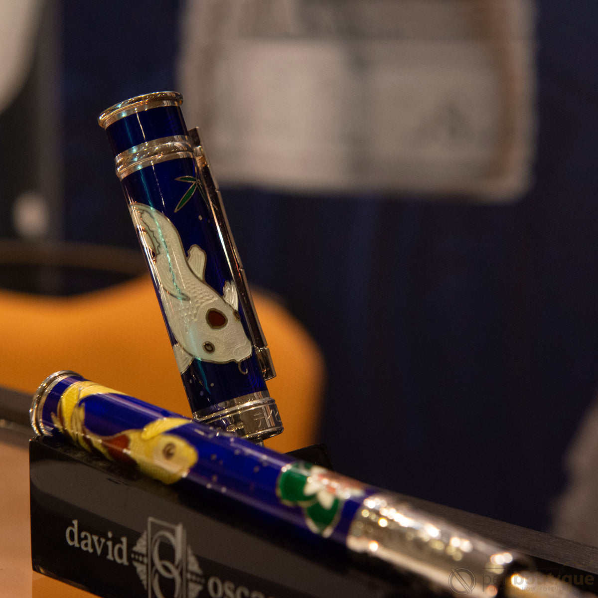 David Oscarson Koi Hard Enamel Sapphire Blue Fountain Pen - Pen Boutique Ltd