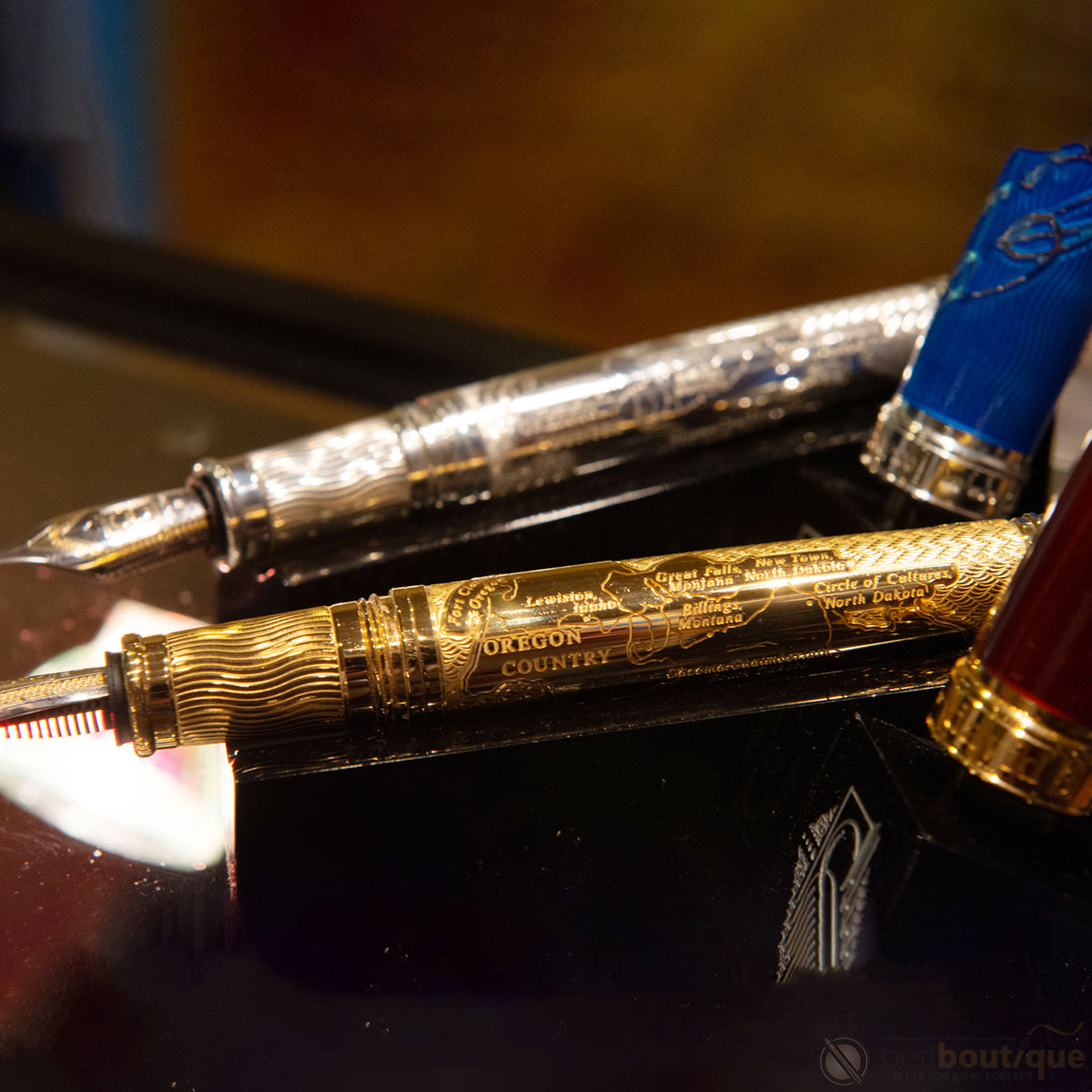David Oscarson Meriwether Lewis Fountain Pen - Ruby Red Gold Vermeil - Pen Boutique Ltd