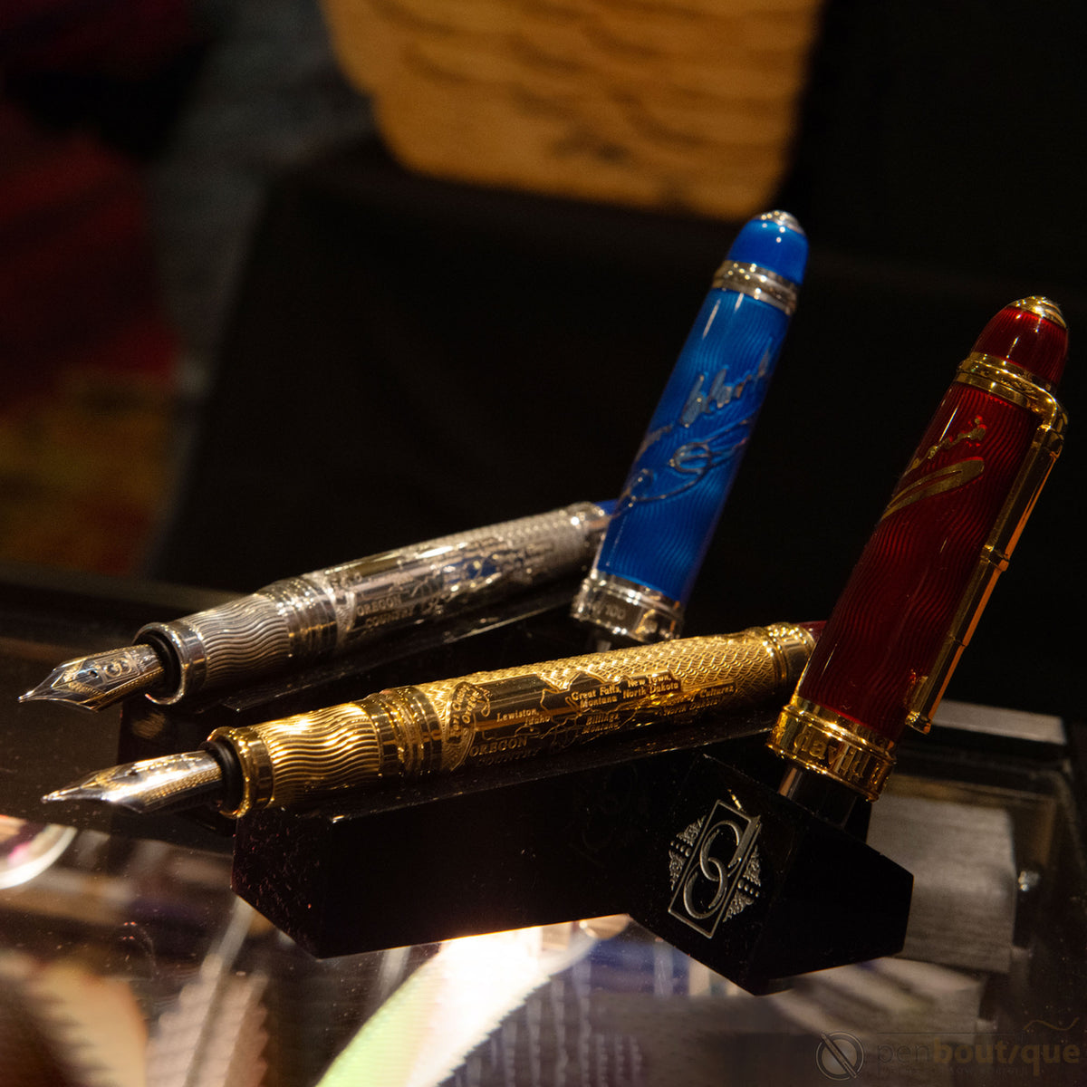 David Oscarson Meriwether Lewis Fountain Pen - Ruby Red Gold Vermeil - Pen Boutique Ltd