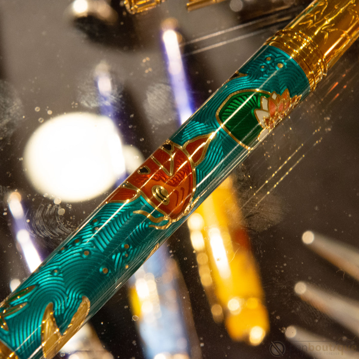 David Oscarson Koi Hard Enamel Translucent Teal Fountain Pen - Pen Boutique Ltd