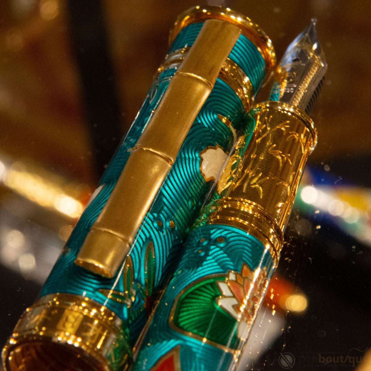 David Oscarson Koi Hard Enamel Translucent Teal Fountain Pen - Pen Boutique Ltd