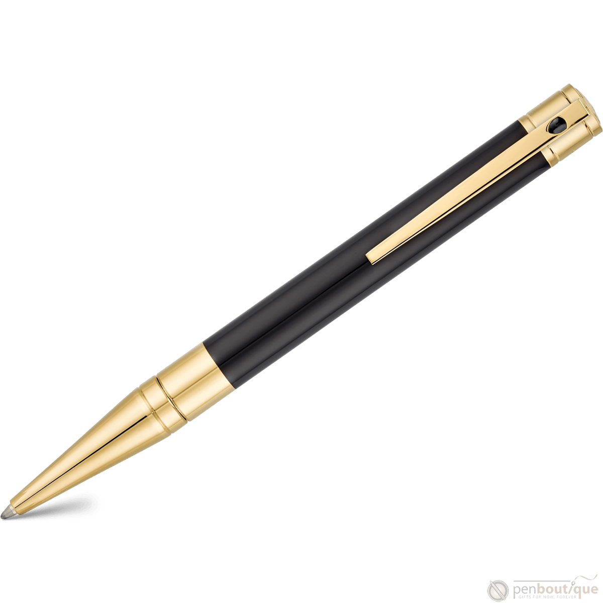 S T Dupont D-Initial Ballpoint Pen - Gold Trim - Black - Pen Boutique Ltd