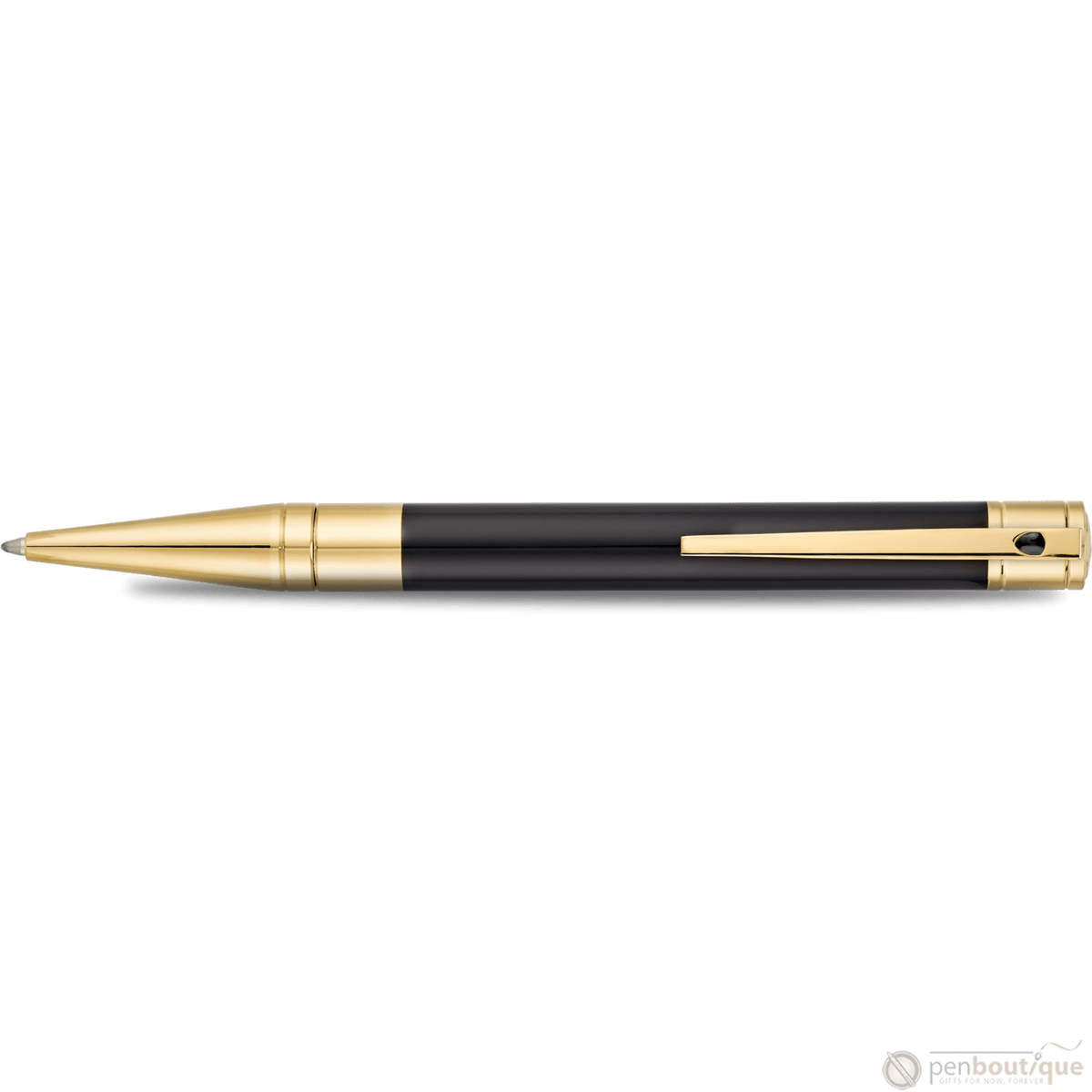 S T Dupont D-Initial Ballpoint Pen - Gold Trim - Black - Pen Boutique Ltd