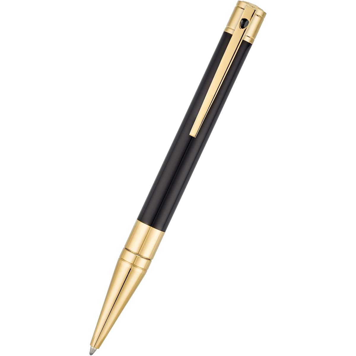 S T Dupont D-Initial Ballpoint Pen - Gold Trim - Black - Pen Boutique Ltd