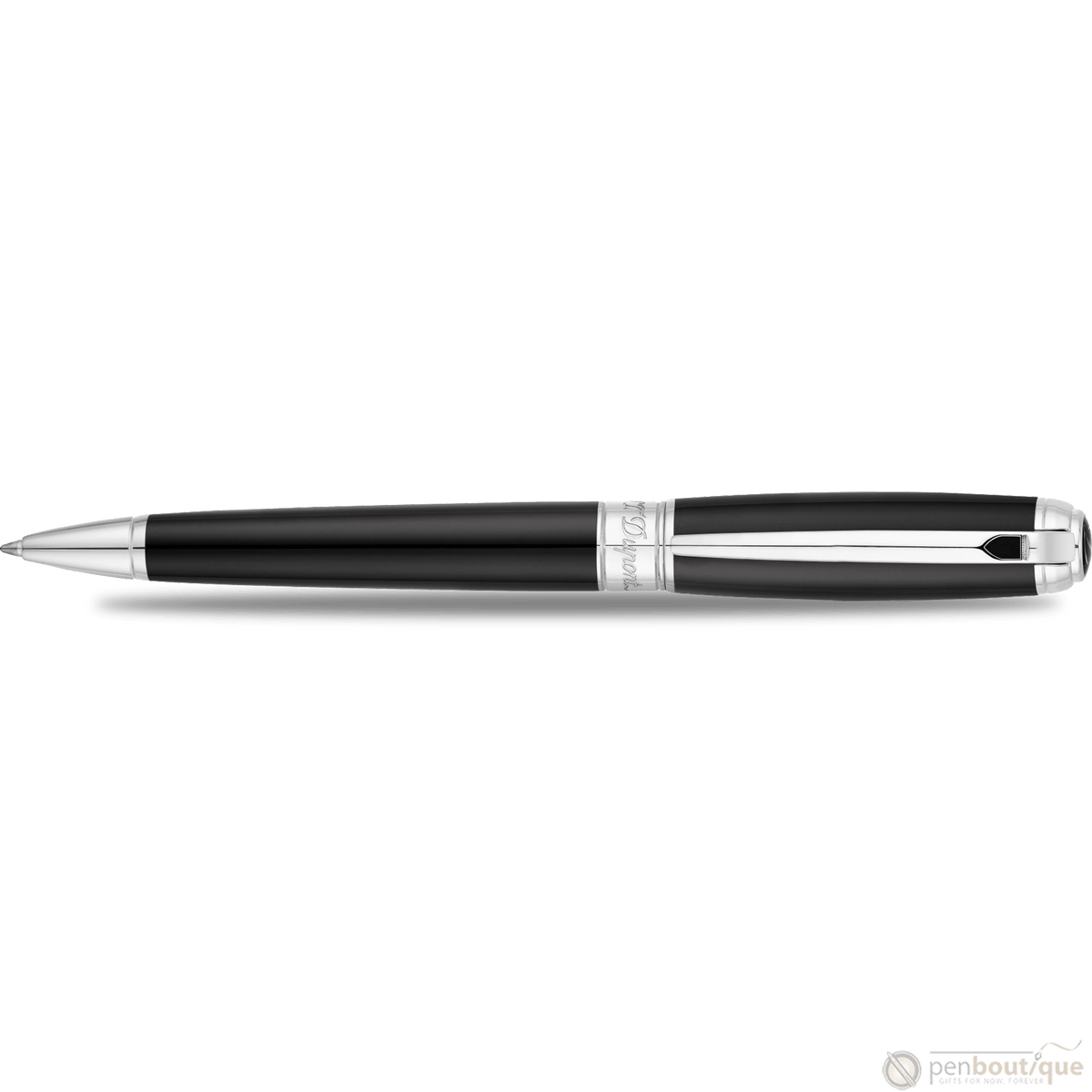 S T Dupont Line D Ballpoint Pen - Black - Chrome Trim - Pen Boutique Ltd