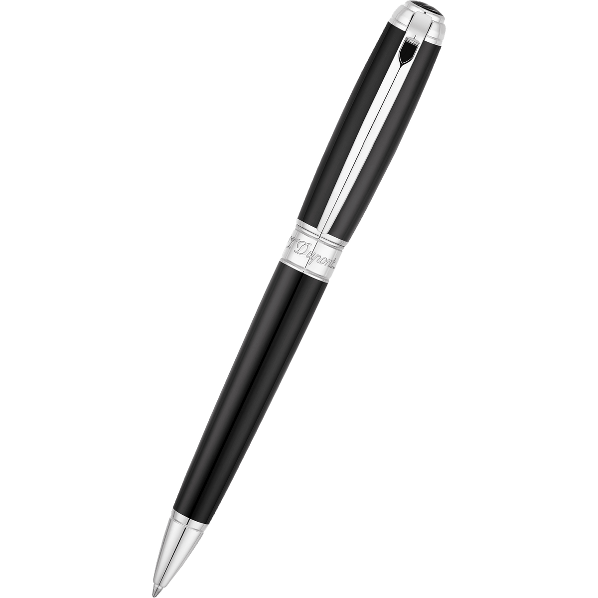 S T Dupont Line D Ballpoint Pen - Black - Chrome Trim - Pen Boutique Ltd