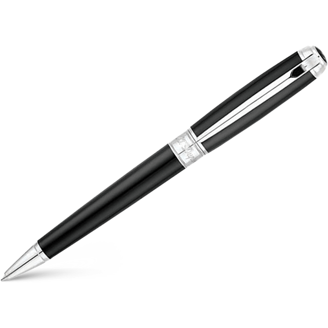 S T Dupont Line D Ballpoint Pen - Black - Palladium Trim - Pen Boutique Ltd